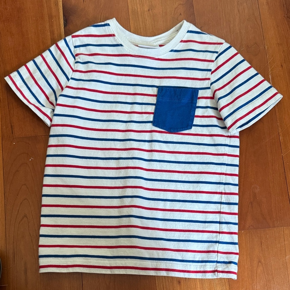 Hanna Andersson Red and Blue Striped Tee with Pocket